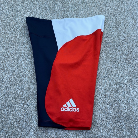 Adidas Navy White Red Performance Biker Shorts Women’s Size XL Aeroready - Picture 4 of 11